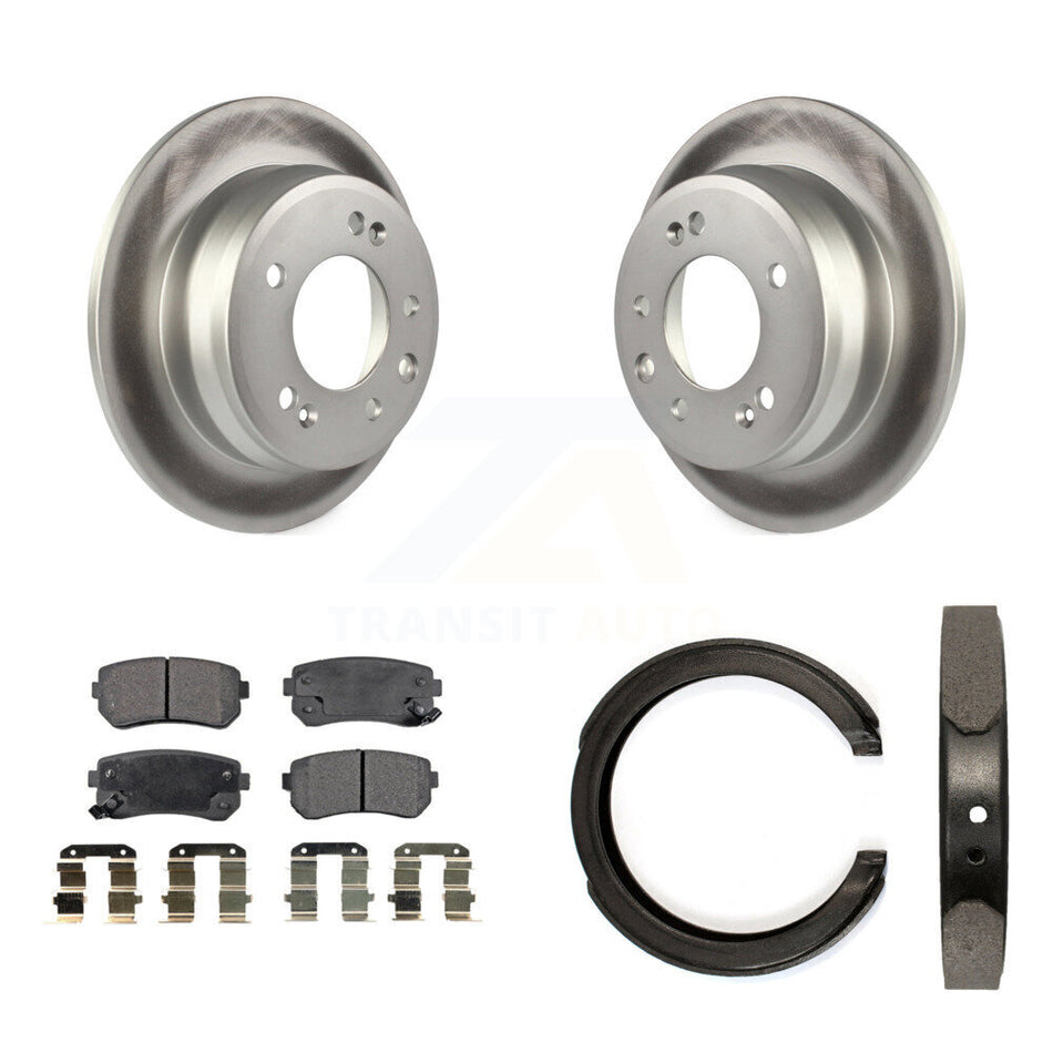 Rear Disc Coated Rotors Ceramic Pads And Parking Shoes Kit For 2011-2016 Kia Sportage FWD KGT-103878