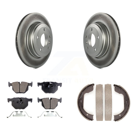Rear Disc Coated Rotors Ceramic Pads And Parking Brake Shoes Kit For BMW 530i 525i 528i KGT-103882