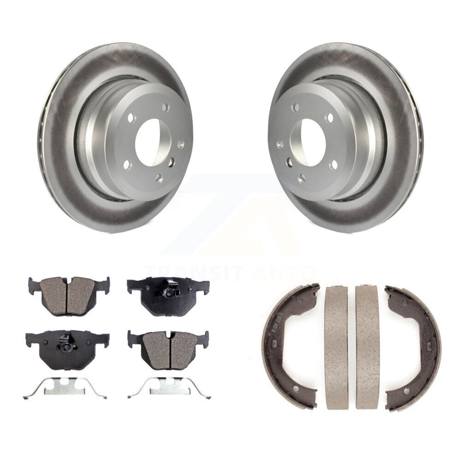 Rear Disc Coated Rotors Ceramic Pads And Parking Shoes Kit For BMW 530xi 528i xDrive 535i KGT-103883