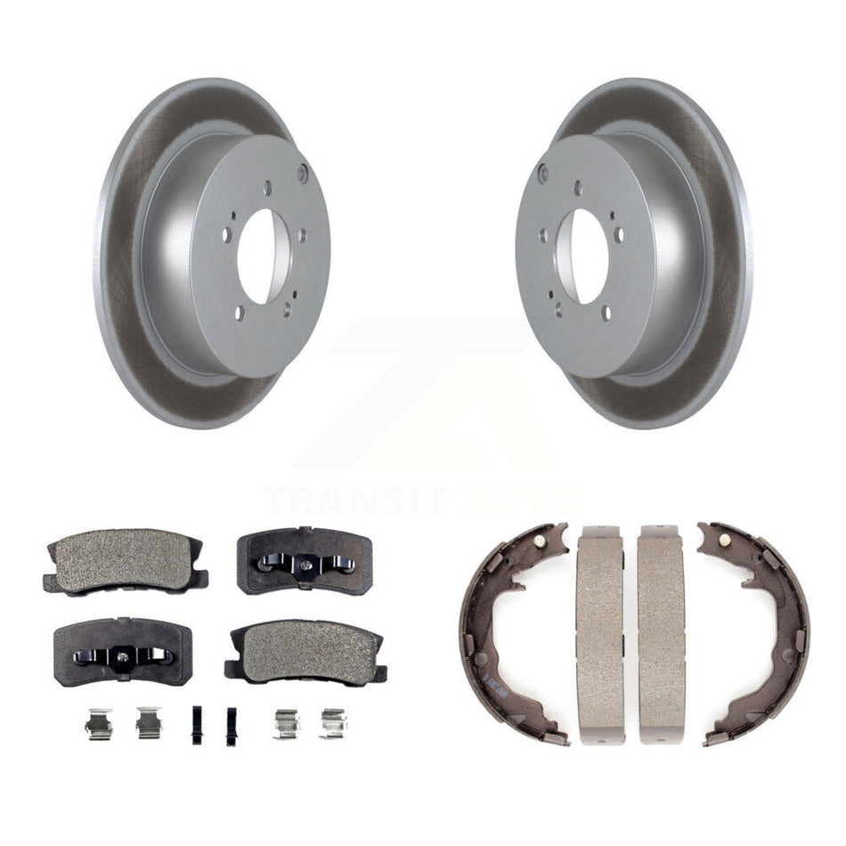 Rear Disc Coated Rotors Ceramic Pads And Parking Brake Shoes Kit For Mitsubishi Outlander KGT-103890