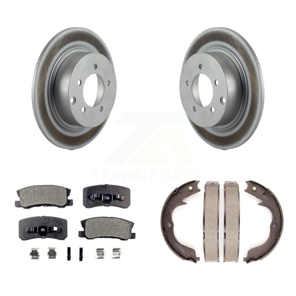 Rear Disc Coated Rotors Ceramic Pads Parking Shoes Kit For 2008 Mitsubishi Outlander 2.4L KGT-103891