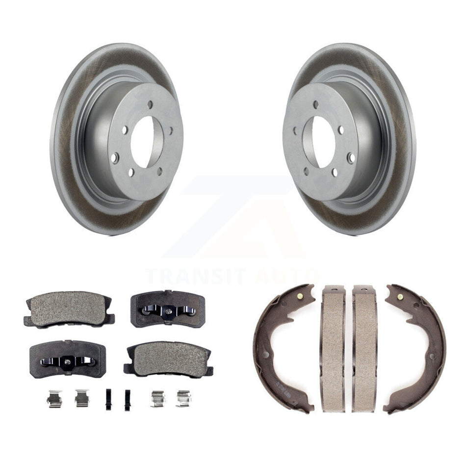 Rear Disc Coated Rotors Ceramic Pads Parking Shoes Kit For 2008 Mitsubishi Outlander 2.4L KGT-103891