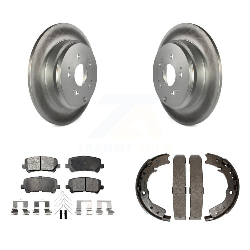 Rear Disc Coated Rotors Ceramic Pads Parking Brake Shoes Kit For 2011-2017 Honda Odyssey KGT-103893