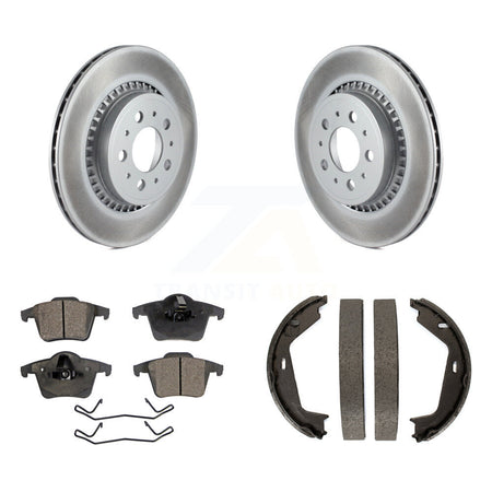 Rear Disc Coated Rotors Ceramic Pads And Parking Brake Shoes Kit For 2003-2007 Volvo XC90 KGT-103894