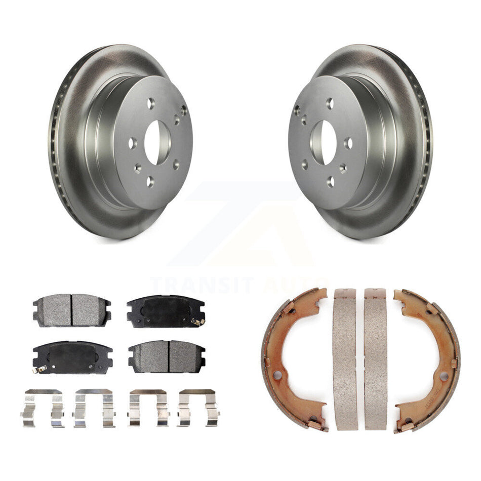 Rear Disc Coated Rotors Ceramic Pads Parking Shoes Kit For Chevrolet Equinox GMC Terrain KGT-103898