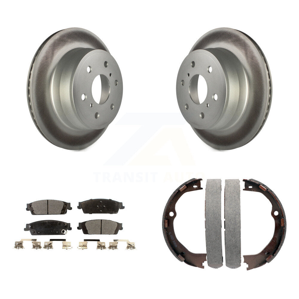 Rear Disc Coated Rotors Ceramic Pads & Parking Shoes Kit For GMC Chevrolet Sierra 1500 LD KGT-103899