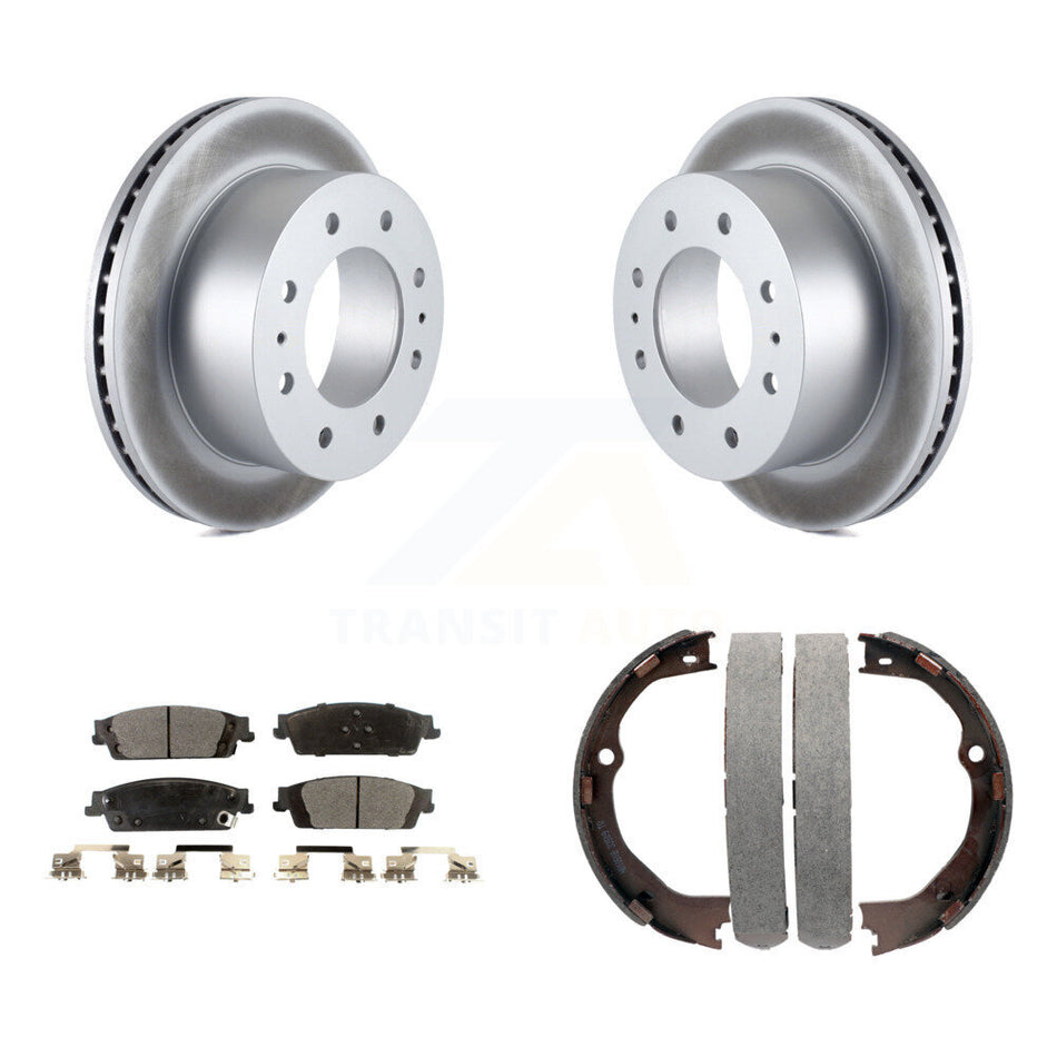 Rear Disc Coated Rotors Ceramic Pads And Parking Brake Shoes Kit For Chevrolet Suburban KGT-103900