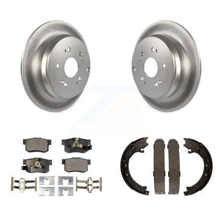 Rear Disc Coated Rotors Ceramic Pads And Parking Brake Shoes Kit For 2005-2006 Honda CR-V KGT-103903