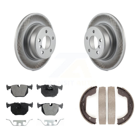 Rear Disc Coated Rotors Ceramic Pads And Parking Brake Shoes Kit For BMW X5 KGT-103905