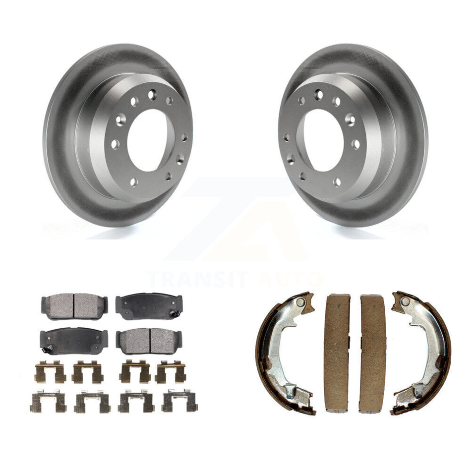 Rear Disc Coated Rotors Ceramic Pads & Parking Shoes Kit For Hyundai Entourage Kia Sedona KGT-103912