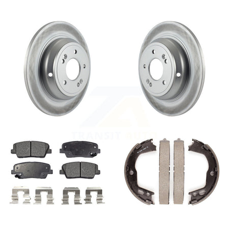 Rear Disc Coated Rotors Ceramic Pads And Parking Brake Shoes Kit For Hyundai Genesis KGT-103913