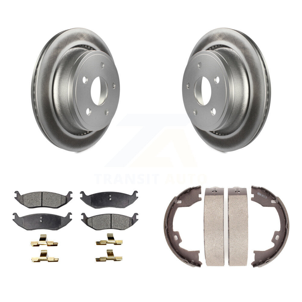 Rear Disc Coated Rotors Ceramic Pads And Parking Brake Shoes Kit For Dodge Ram 1500 KGT-103919