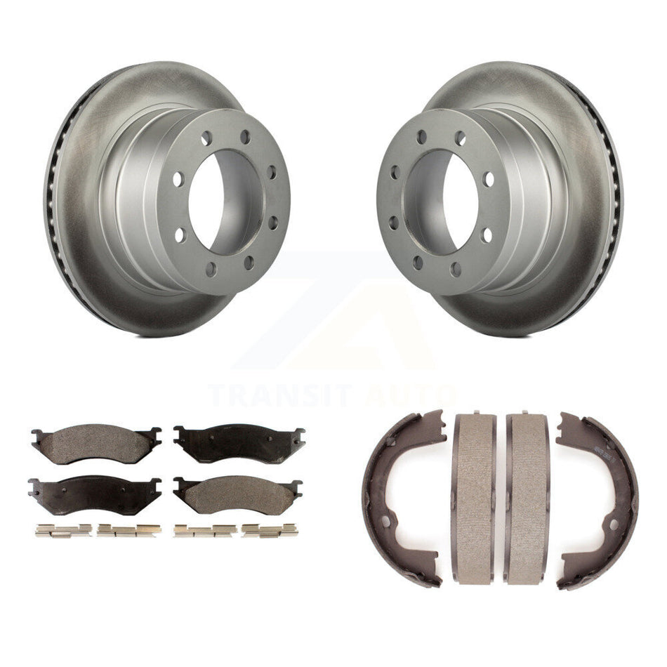 Rear Disc Coated Rotors Ceramic Pads And Parking Brake Shoes Kit For Dodge Ram 1500 KGT-103920