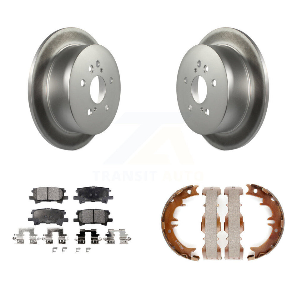 Rear Disc Coated Rotors Ceramic Pads Parking Shoes Kit For Lexus RX350 Toyota Highlander KGT-103923