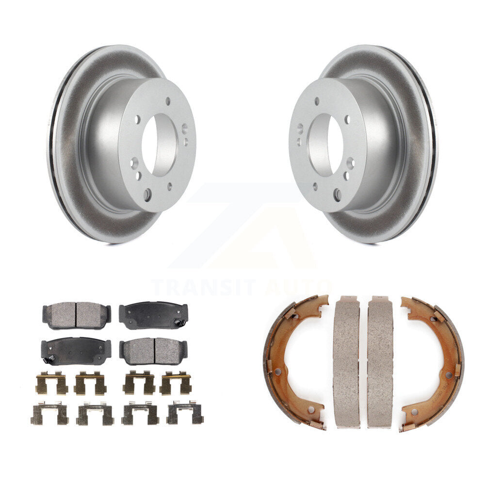 Rear Disc Coated Rotors Ceramic Pads & Parking Brake Shoes Kit For 2003-2006 Kia Sorento KGT-103924