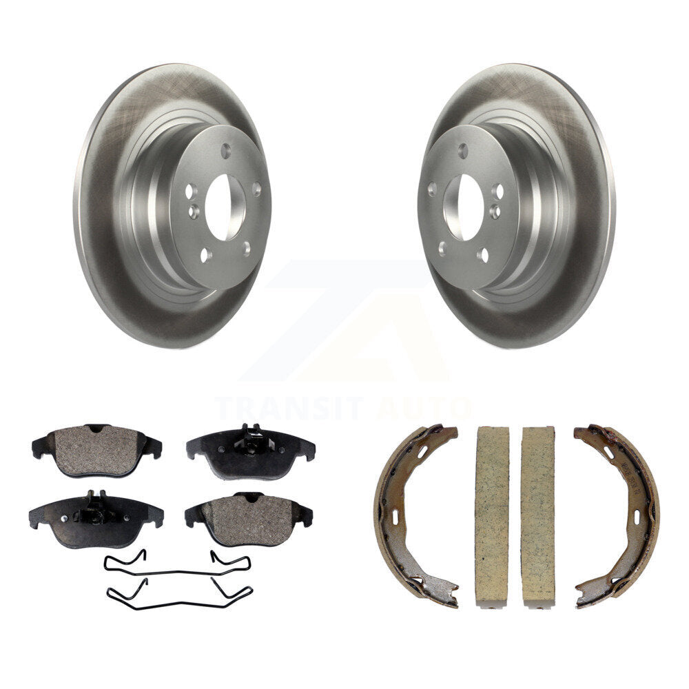 Rear Disc Coated Rotors Ceramic Pads & Parking Shoes Kit For Mercedes-Benz C300 C250 C230 KGT-103929