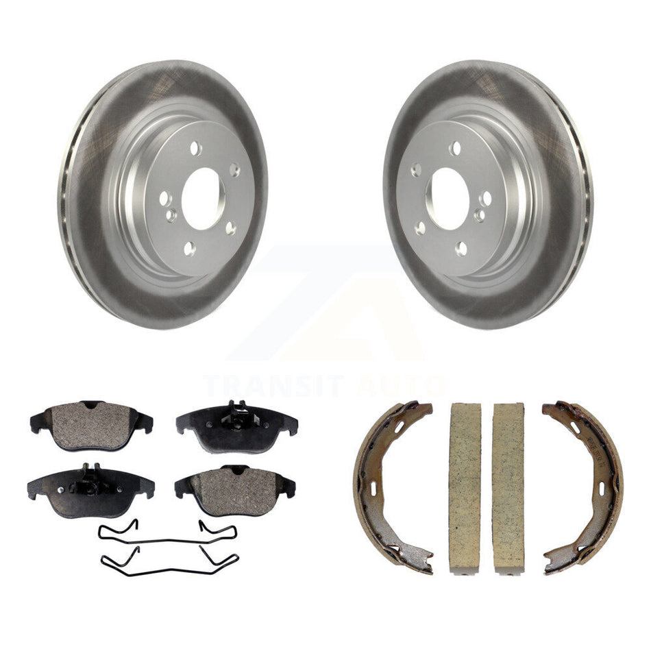 Rear Disc Coated Rotors Ceramic Pads & Parking Shoes Kit For Mercedes-Benz C300 C350 E350 KGT-103930
