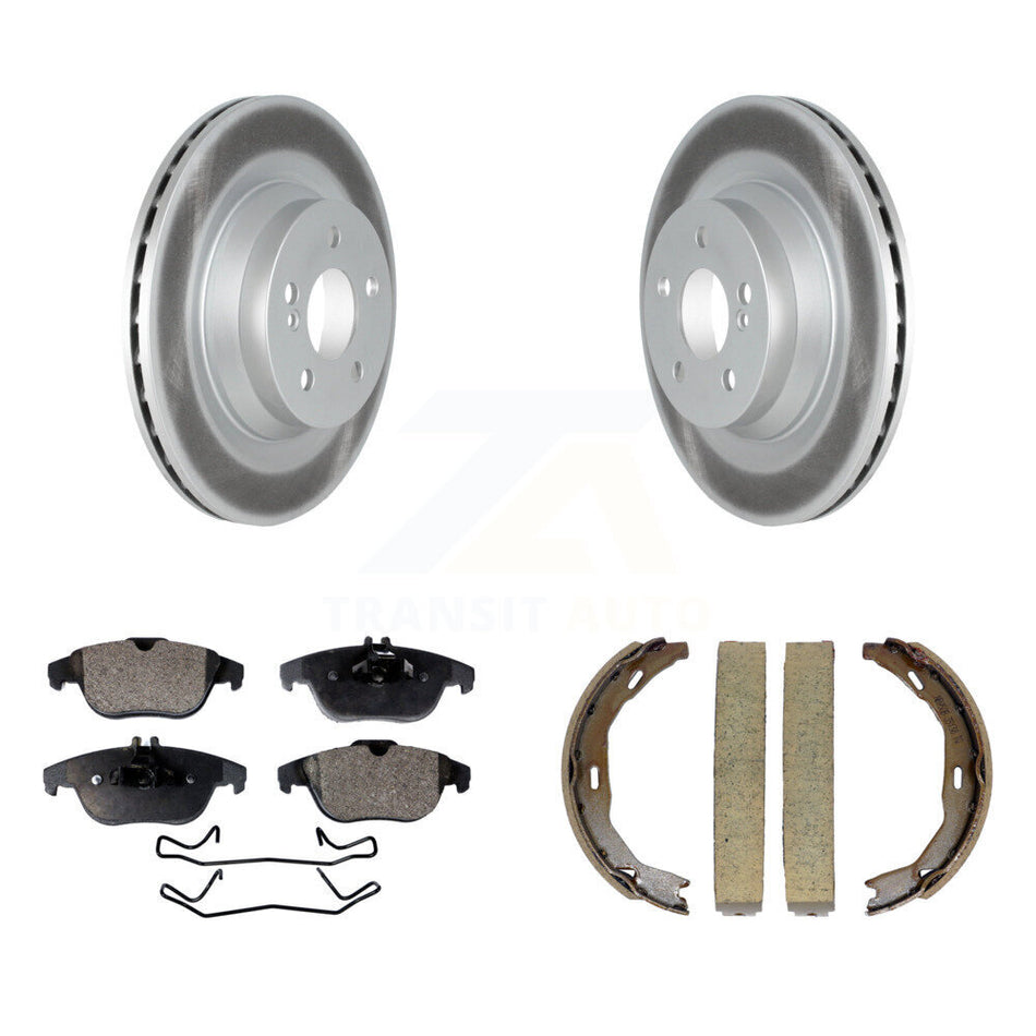 Rear Disc Coated Rotors Ceramic Pads And Parking Brake Shoes Kit For Mercedes-Benz E550 KGT-103933