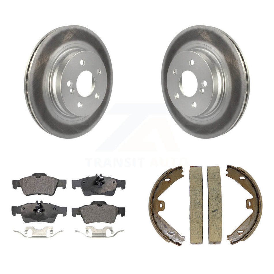 Rear Disc Coated Rotors Ceramic Pads And Parking Brake Shoes Kit For Mercedes-Benz E550 KGT-103934