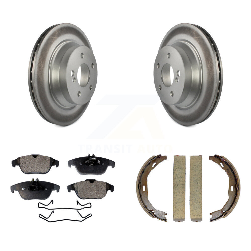 Rear Disc Coated Rotors Ceramic Pads Parking Brake Shoes Kit For Mercedes-Benz E350 E400 KGT-103936