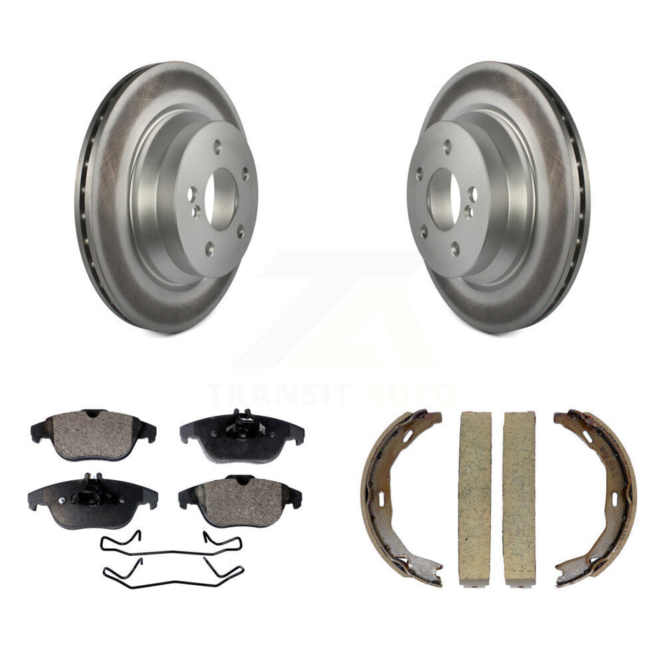 Rear Disc Coated Rotors Ceramic Pads Parking Brake Shoes Kit For Mercedes-Benz E350 E400 KGT-103936