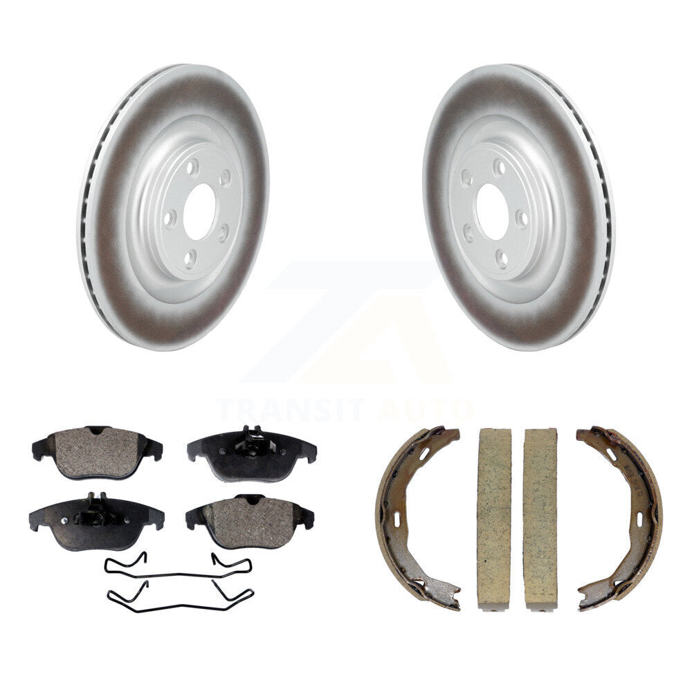 Rear Disc Coated Rotors Ceramic Pads And Parking Brake Shoes Kit For Mercedes-Benz E400 KGT-103937