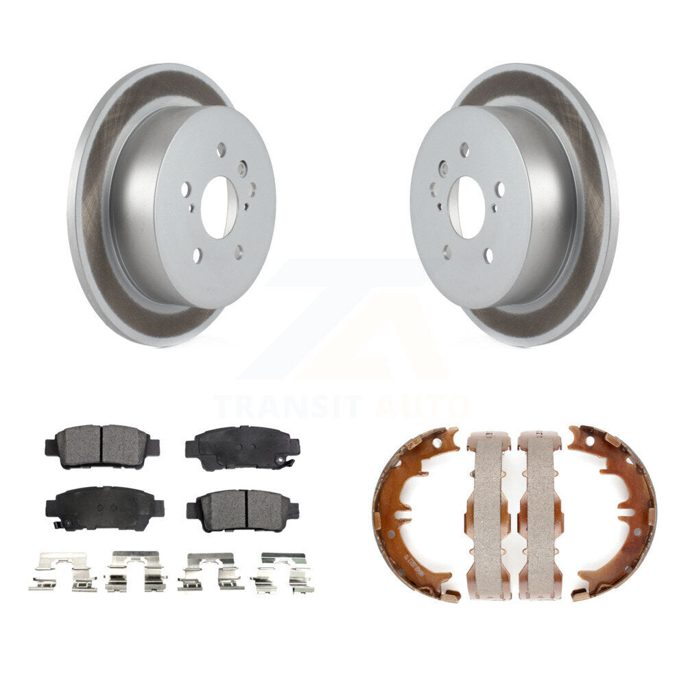 Rear Disc Coated Rotors Ceramic Pads Parking Brake Shoes Kit For 2004-2010 Toyota Sienna KGT-103940