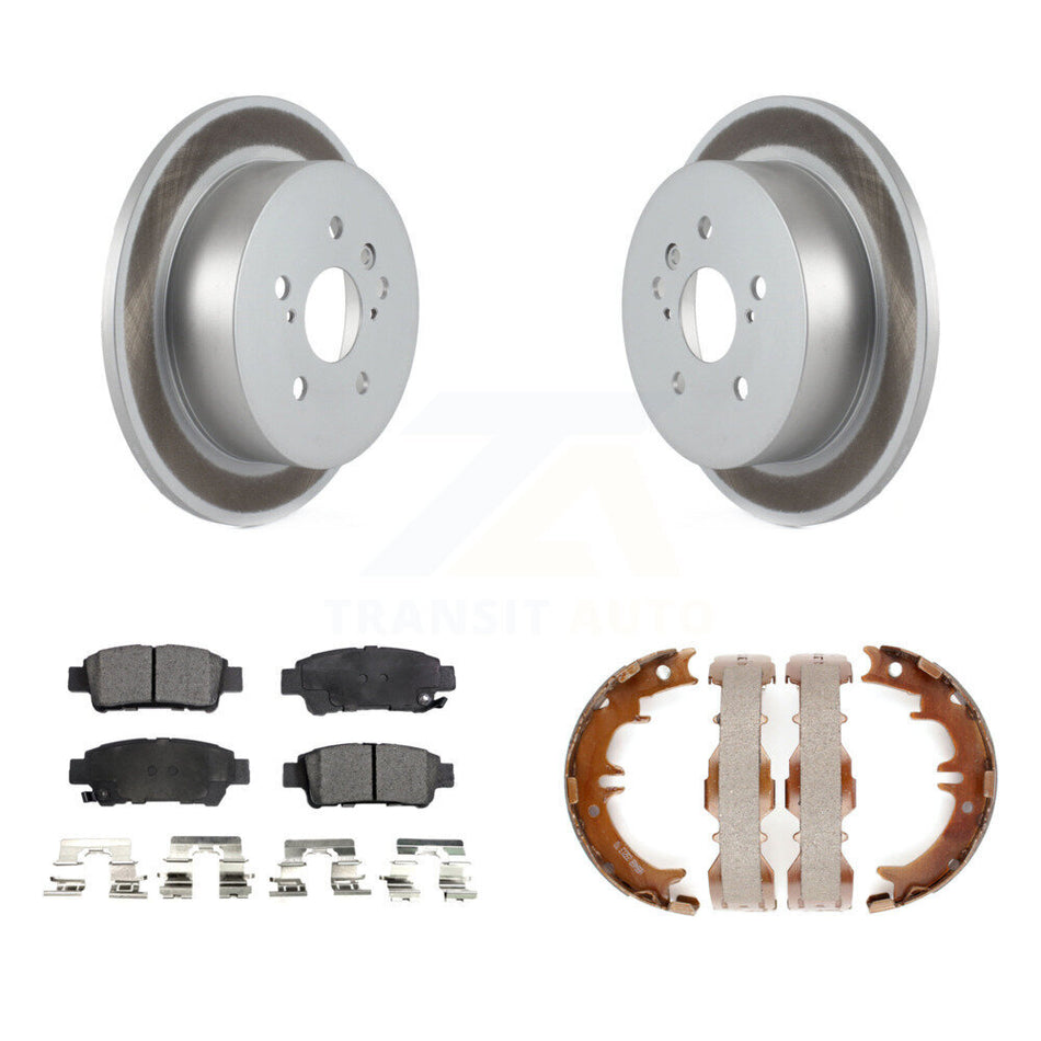 Rear Disc Coated Rotors Ceramic Pads Parking Brake Shoes Kit For 2004-2010 Toyota Sienna KGT-103940