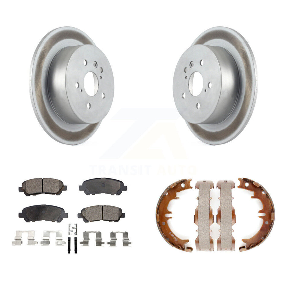 Rear Disc Coated Rotors Ceramic Pads & Parking Shoes Kit For 2008-2013 Toyota Highlander KGT-103945
