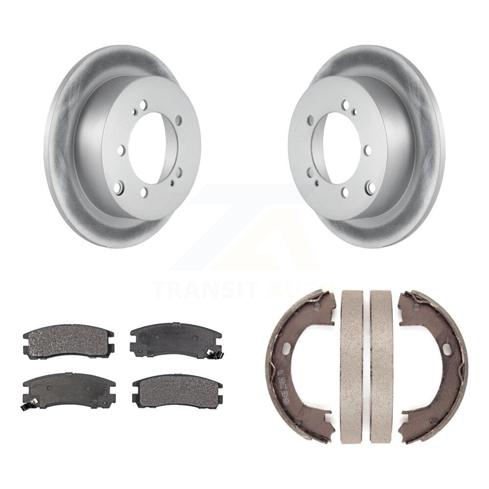 Rear Disc Coated Rotors Ceramic Pads Parking Brake Shoes Kit For Mitsubishi Eclipse Dodge KGT-103946