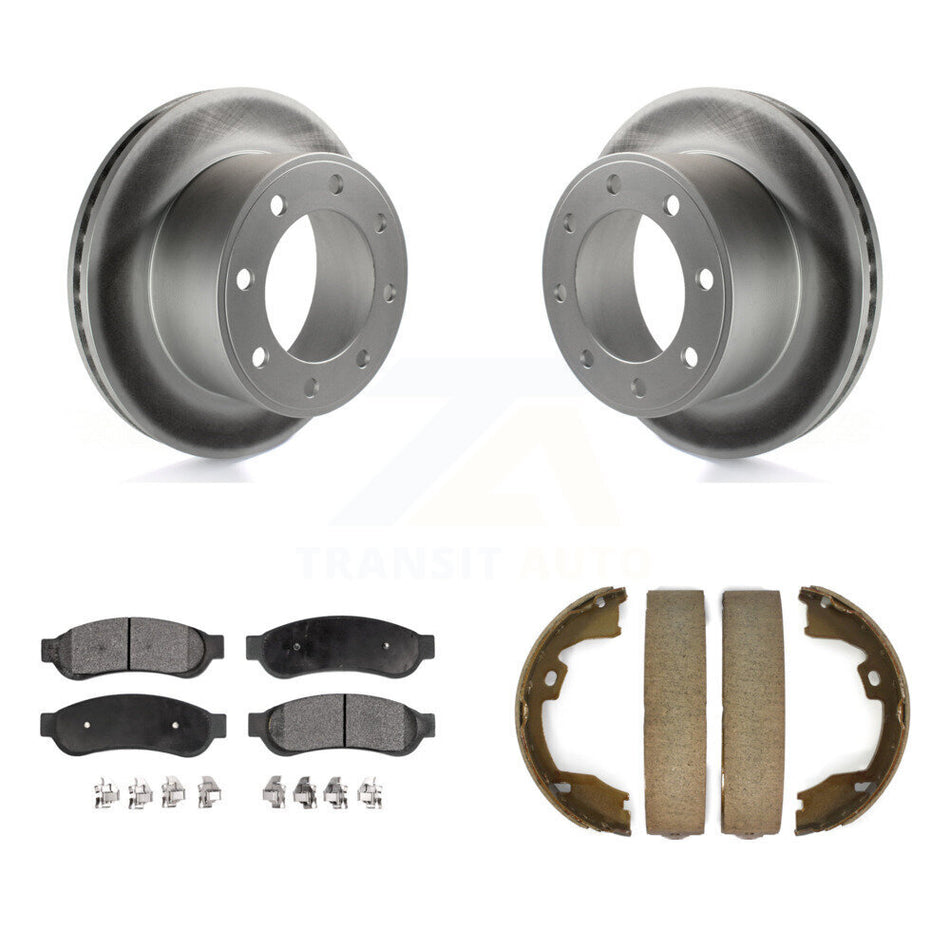 Rear Disc Coated Rotors Ceramic Pads & Parking Shoes Kit For Ford F-350 Super Duty F-250 KGT-103947