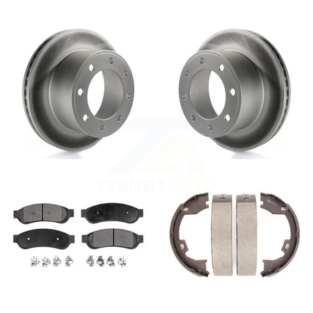 Rear Disc Coated Rotors Ceramic Pads & Parking Shoes Kit For Ford F-250 Super Duty F-350 KGT-103948