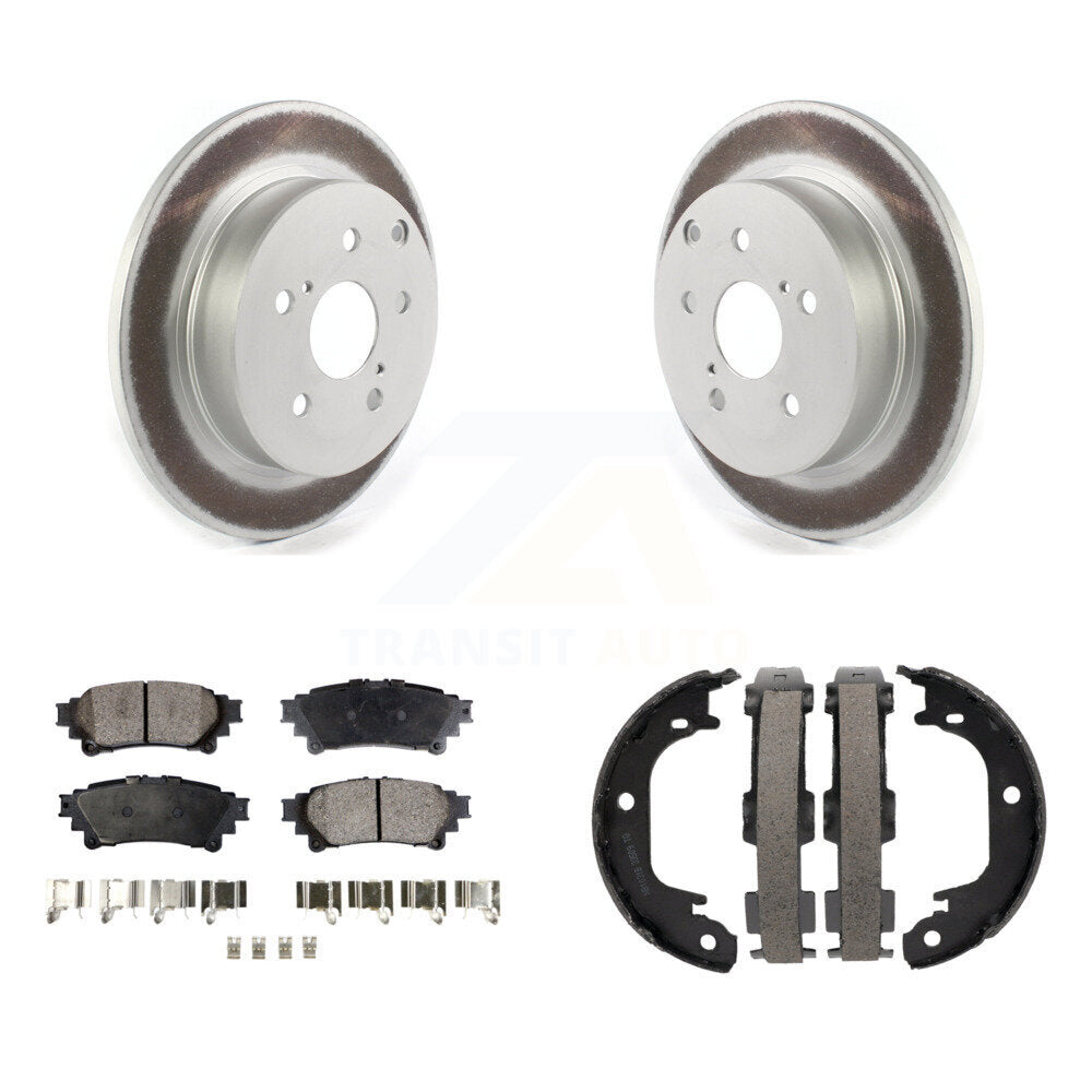 Rear Disc Coated Rotors Ceramic Pads And Parking Brake Shoes Kit For Toyota Prius V Mirai KGT-103949