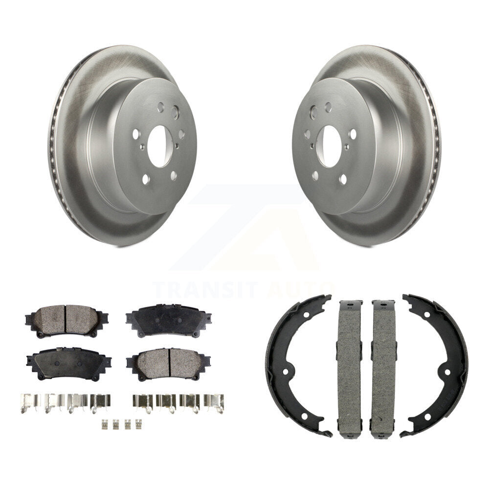 Rear Disc Coated Rotors Ceramic Pads And Parking Brake Shoes Kit For Lexus IS350 IS250 KGT-103951