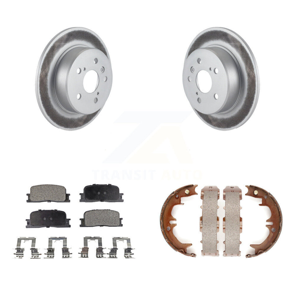 Rear Disc Coated Rotors Ceramic Pads & Parking Shoes Kit For 01-03 Toyota Highlander AWD KGT-103958