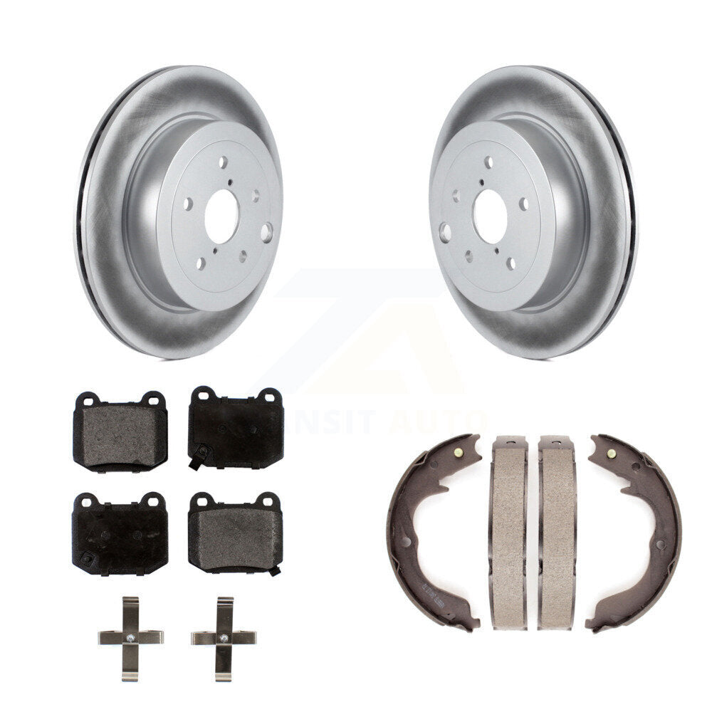 Rear Disc Coated Rotors Ceramic Pads And Parking Brake Shoes Kit For Subaru Impreza KGT-103959