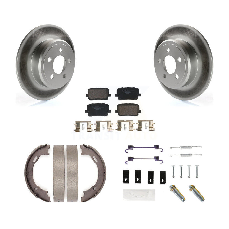 Rear Disc Coated Rotors Ceramic Pads Parking Brake Shoes & Hardware Kit For Dodge Charger KGT-103977