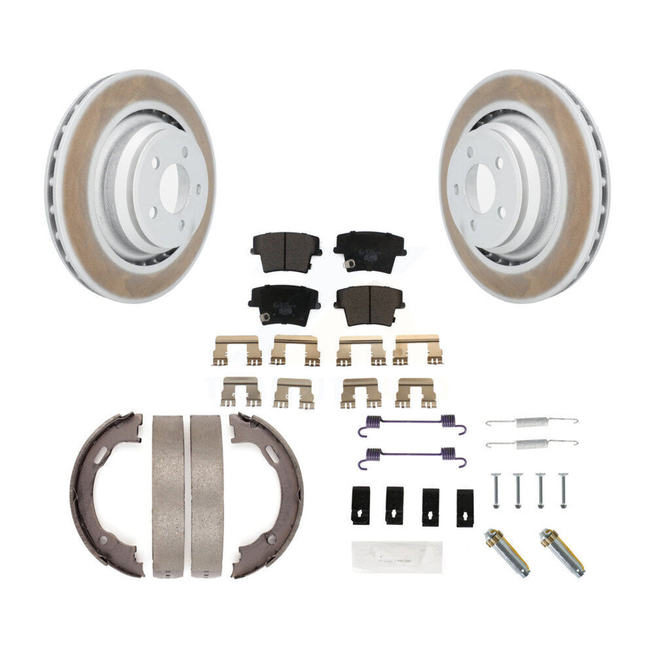 Rear Disc Coated Rotors Ceramic Pads Parking Brake Shoes & Hardware Kit For Dodge Charger KGT-103985