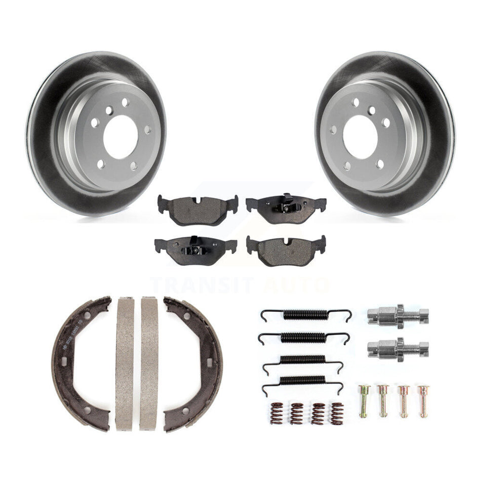 Rear Disc Coated Rotors Ceramic Pads Parking Shoes & Hardware Kit For BMW 328i xDrive X1 KGT-103997