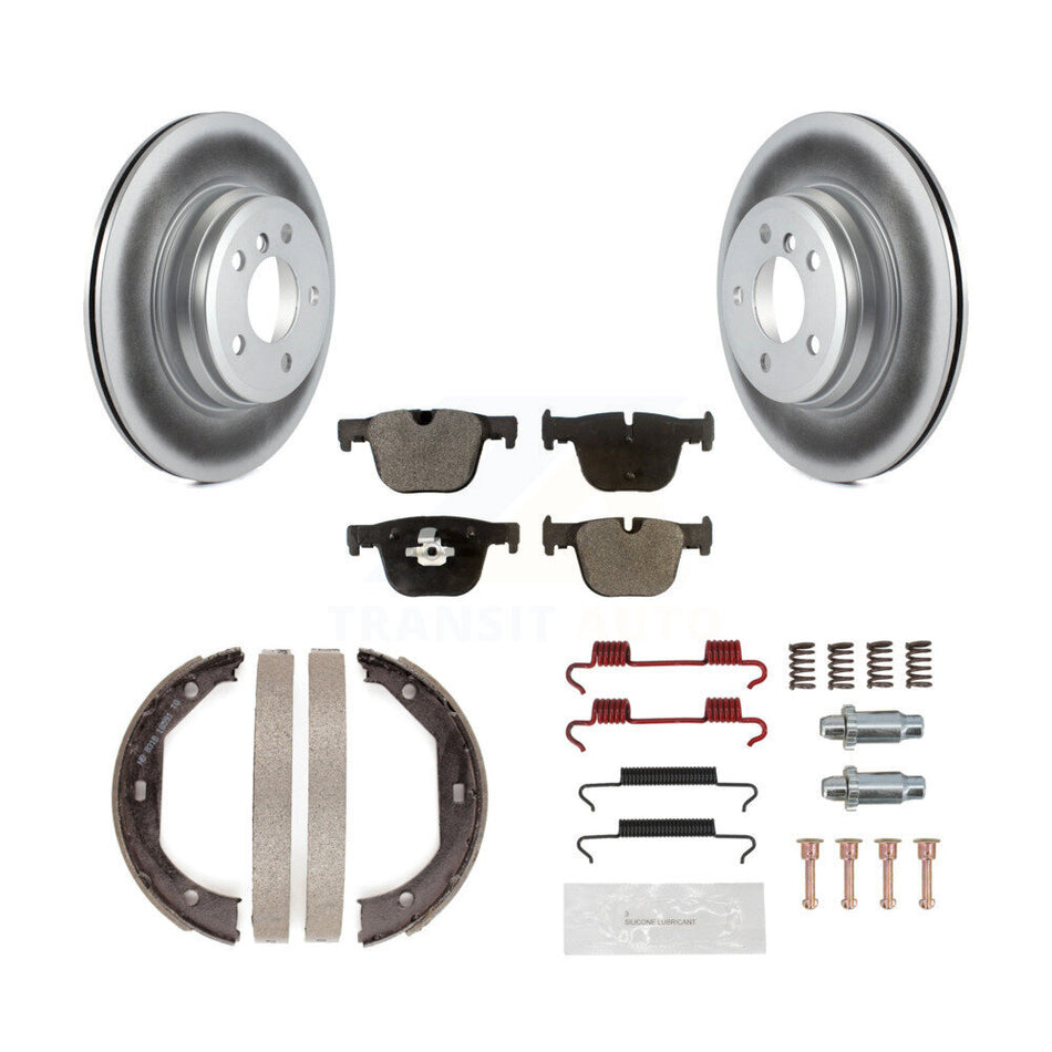 Rear Disc Coated Rotors Ceramic Pads Parking Shoes Hardware Kit For BMW 428i xDrive Gran KGT-103998
