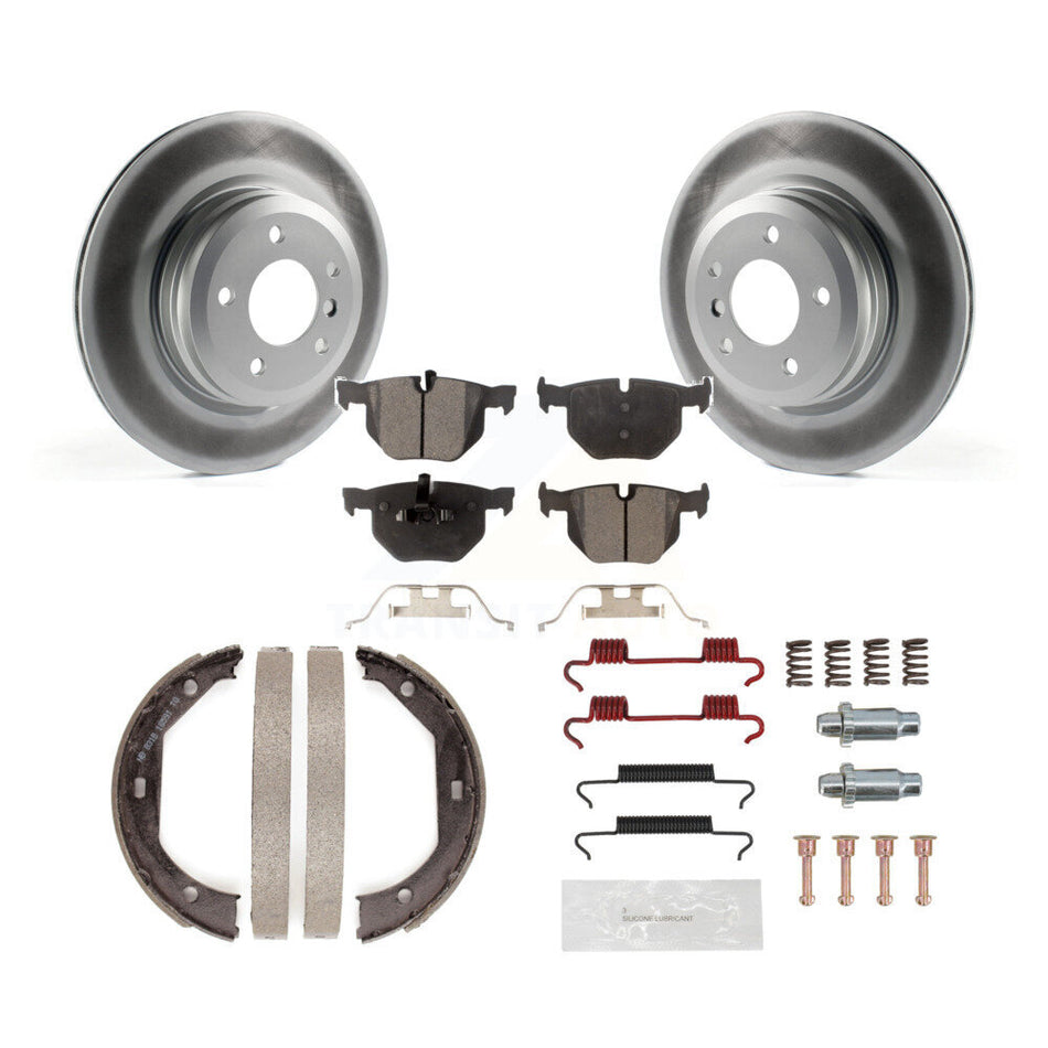Rear Disc Coated Rotors Ceramic Pads Parking Brake Shoes And Hardware Kit For BMW X1 KGT-103999