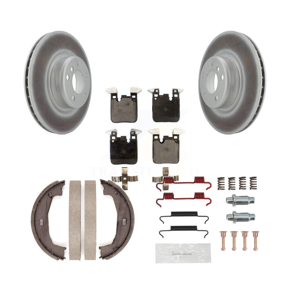 Rear Disc Coated Rotors Ceramic Pads Parking Shoes Hardware Kit For BMW 230i xDrive 228i KGT-104002