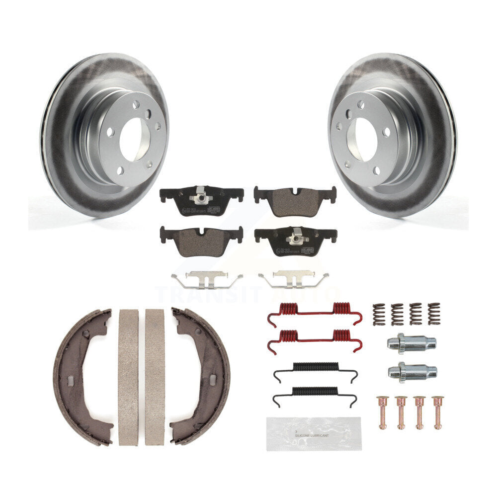 Rear Disc Coated Rotors Ceramic Pads Parking Shoes Hardware Kit For BMW 230i xDrive 228i KGT-104005