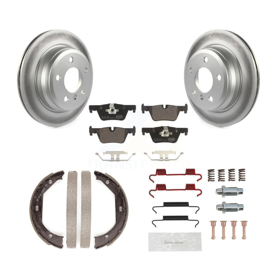 Rear Disc Coated Rotors Ceramic Pads Parking Shoes Hardware Kit For BMW 428i xDrive Gran KGT-104010