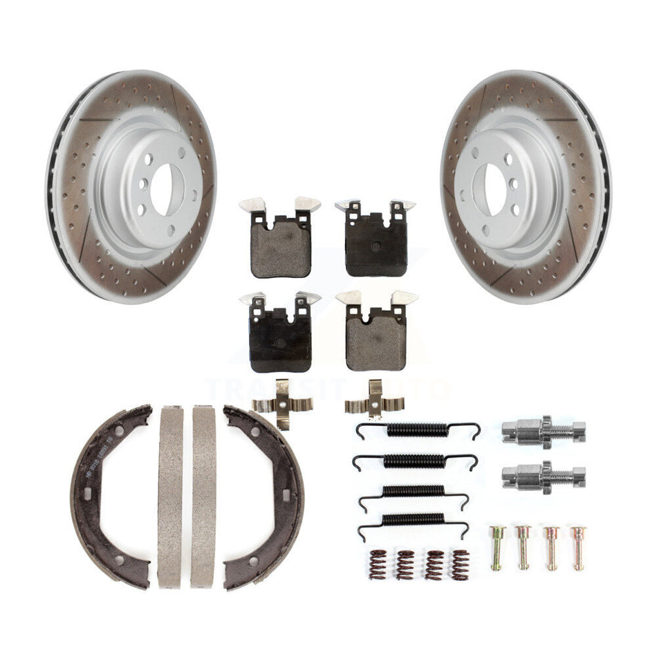 Rear Disc Coated Rotors Ceramic Pads Parking Shoes Hardware Kit For BMW 428i Convertible KGT-104012