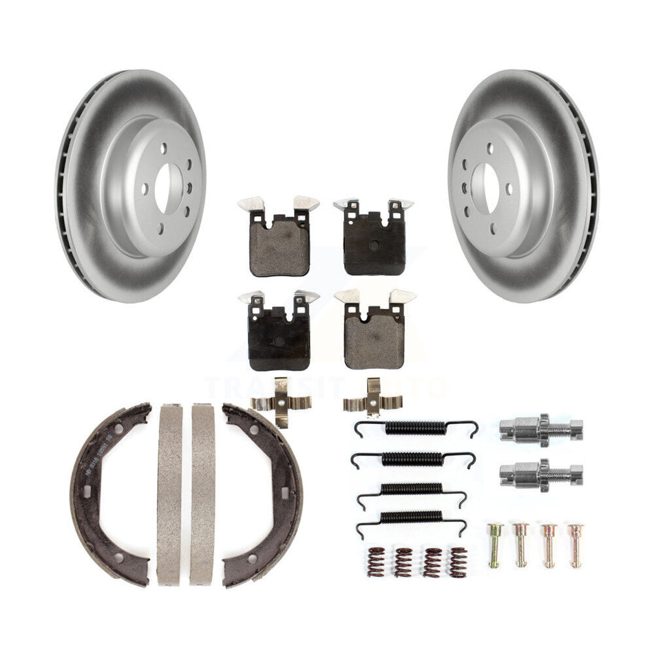 Rear Disc Coated Rotors Ceramic Pads Parking Shoes Hardware Kit For BMW 328i xDrive 330i KGT-104018