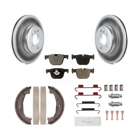 Rear Disc Coated Rotors Ceramic Pads Parking Shoes Hardware Kit For BMW 428i xDrive Gran KGT-104022