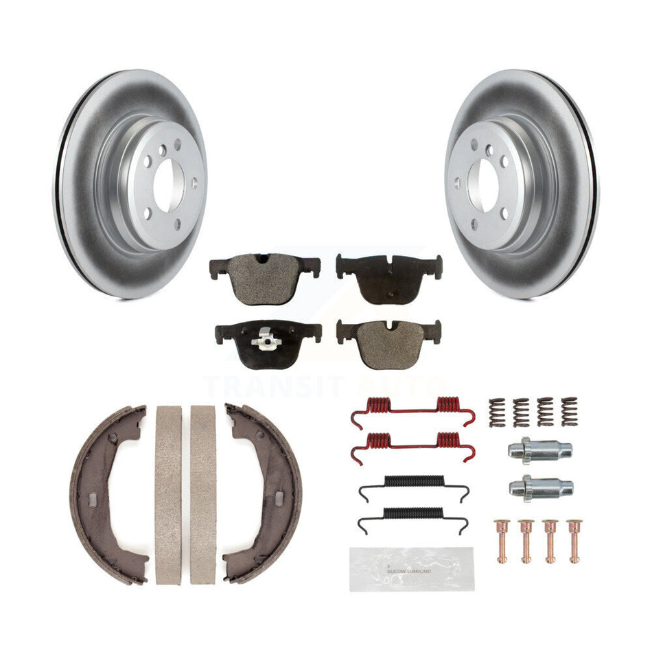 Rear Disc Coated Rotors Ceramic Pads Parking Shoes Hardware Kit For BMW 428i xDrive Gran KGT-104022