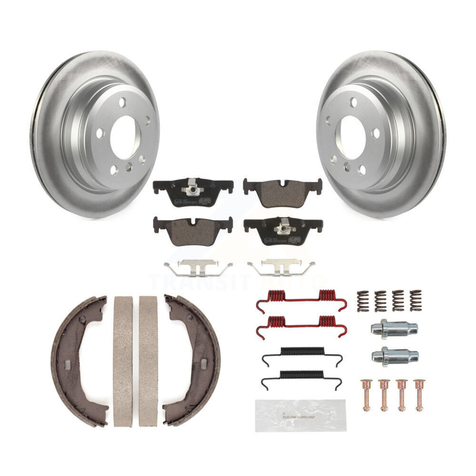 Rear Disc Coated Rotors Ceramic Pads Parking Shoes Hardware Kit For BMW 320i xDrive 428i KGT-104025