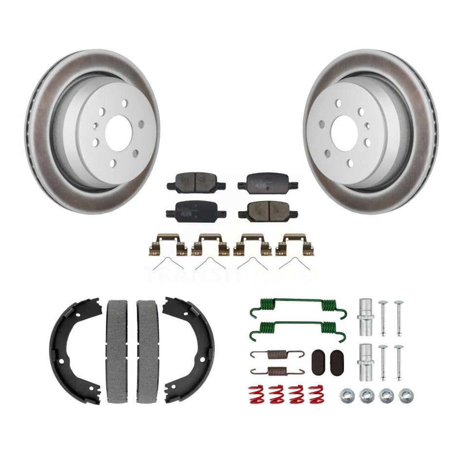 Rear Disc Coated Rotors Ceramic Pads Parking Shoes & Hardware Kit For Chevrolet Colorado KGT-104032